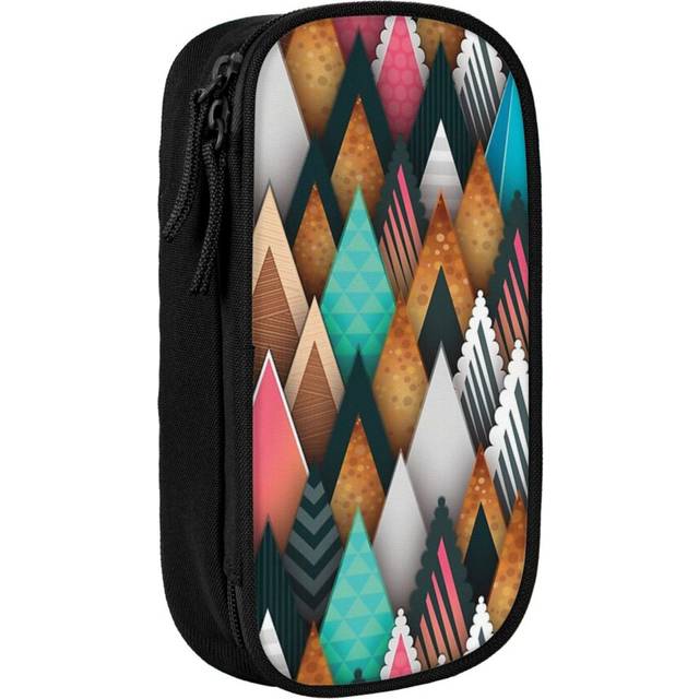 Pencil Case Abstract Edges Patterns On Ceramic Tile Pen Holder Box Pouch Bag with Double Zippers for School Office Work