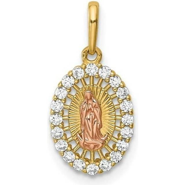 14K Two-Tone Our Lady of Guadalupe CZ Pendant