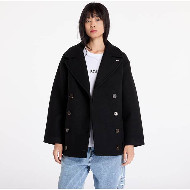 Coat Tommy Jeans Wool Peacoat Black XS (XS)