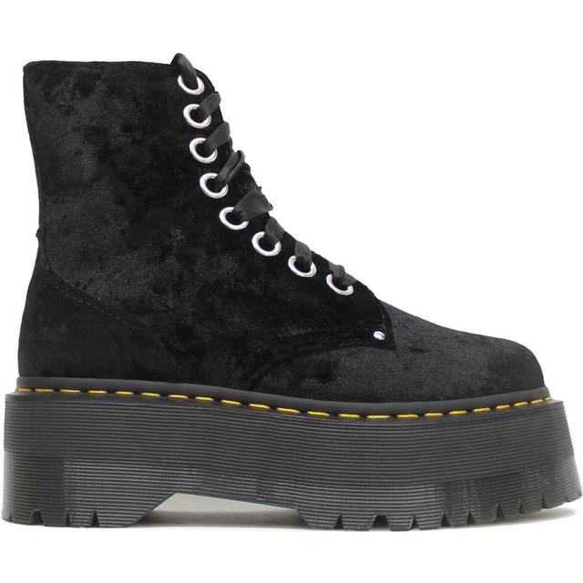 Dr. Martens Vegan Jadon Max Crushed Velvet Women's Ankle Platform Boots - Black - UK 6.5