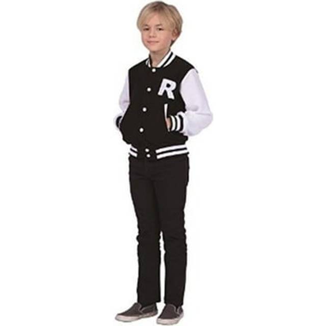 RG Costumes  Child 50s Letterman Jacket with Sleeves, Black with White - Small 4-6