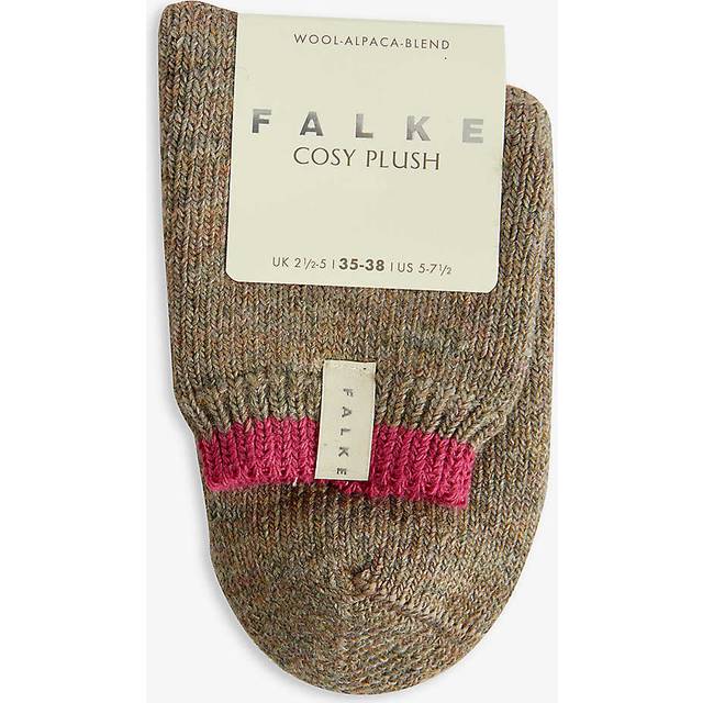 FALKE Cosy Plush korta strumpor för dam alpacka blå svart plus tjocka varma färger förstärkta andas utan mönster för vintern 1 par, Beige (Nut Melange 4770), 38 EU
