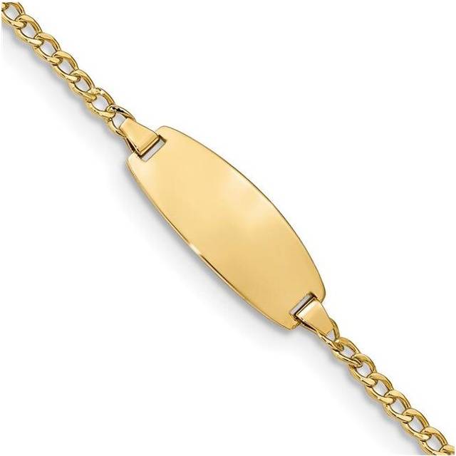 Quality Gold DCID144-6 14K Yellow Gold Semi-Solid Oval Curb ID 6 in. Bracelet