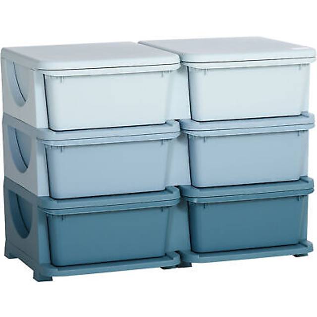 HOMCOM Kids Storage Unit Toy Box Vertical Dresser with Six Drawers - Blue