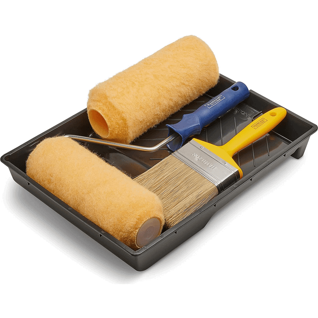 5 piece 9" masonry hamilton brush and roller set with tray indoor & outdoor use