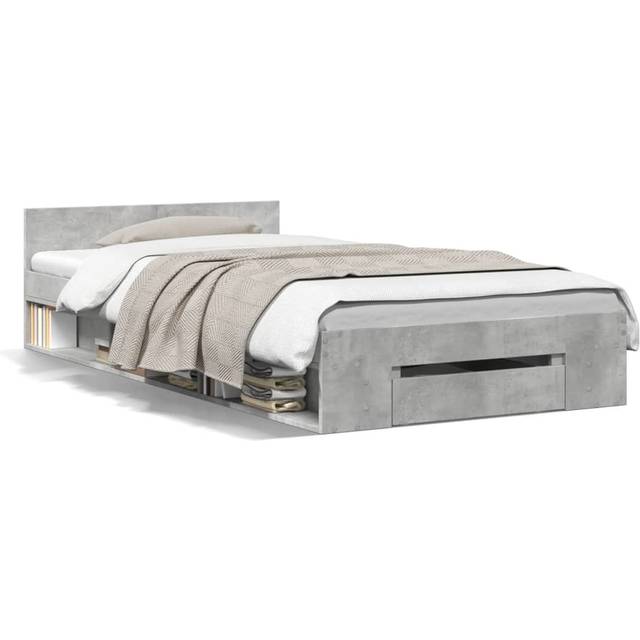 vidaXL Bed Frame with Drawer without Mattress Concrete Grey 100x200 cm