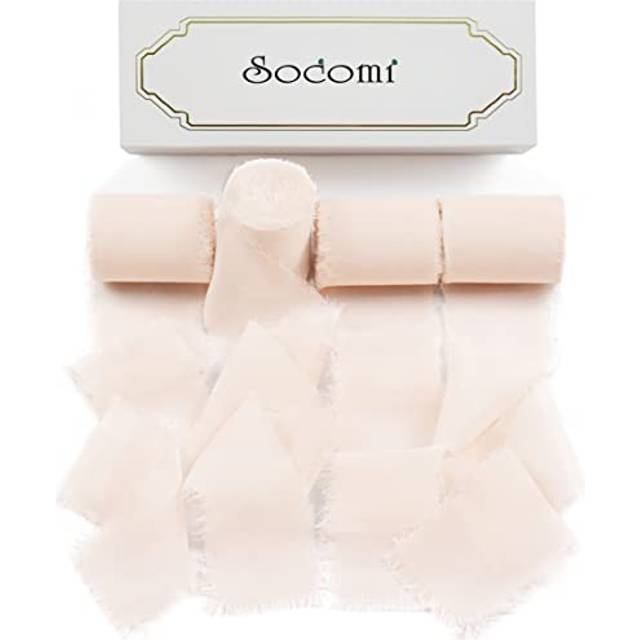 "Socomi Rose Petal Handmade Fringe Chiffon Silk Ribbon 1-3/4"""" x 7Yd 4"