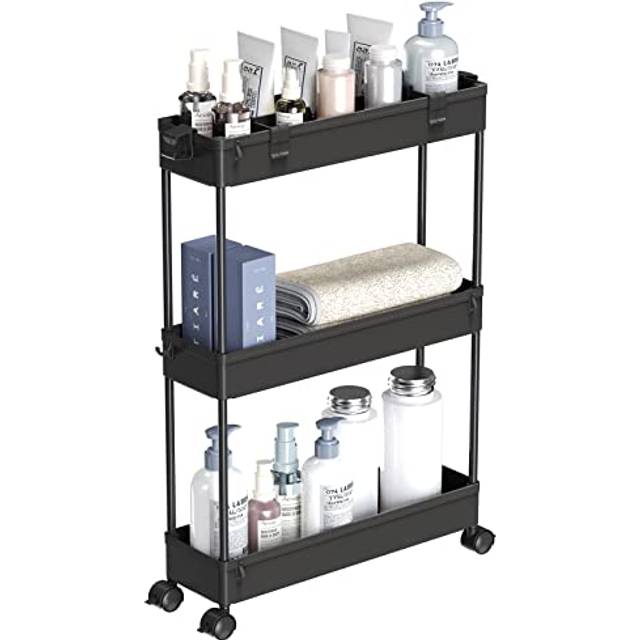 SPACELEAD Slim Storage Cart 3 Tier Bathroom Rolling Slide Out Utility Cart  Mobile Shelving Unit Organizer Trolley for Office Bathroom Kitchen Laundry
