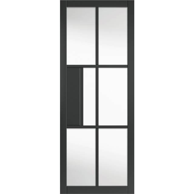 JB Kind Civic Clear Glass Internal Door 35 x 1981 x 838mm in Black Mdf