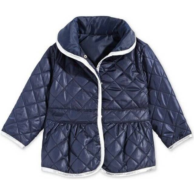 Baby girls quilted barn jacket navy silver 9- 12 months