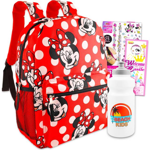 Disney Minnie Mouse Large Travel Backpack For Girls Set - Bundle with 16  Polka Dot Minnie Travel Backpack  Minnie Tattoos & More | Minnie M