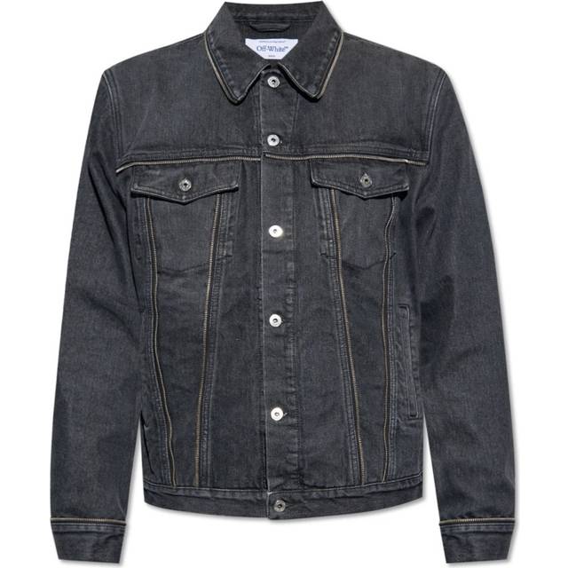 Off White, Jacka, Herr, L, Denim, Svart Denimjacka - black (L)