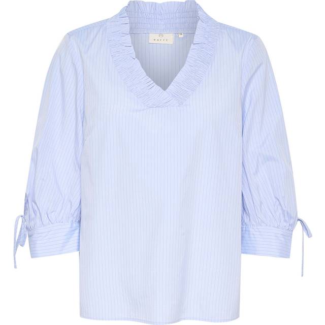 KAFFE Tara V-Neck Top, Light Blue