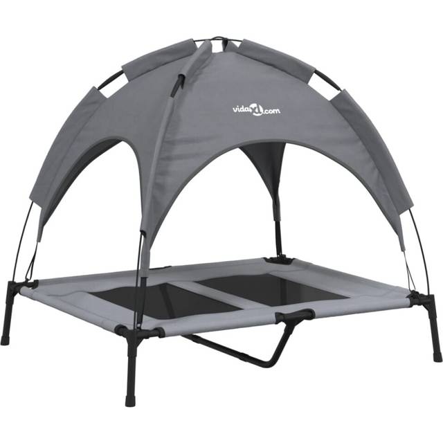 vidaXL Dog Bed with Canopy Anthracite Oxford Fabric and Steel