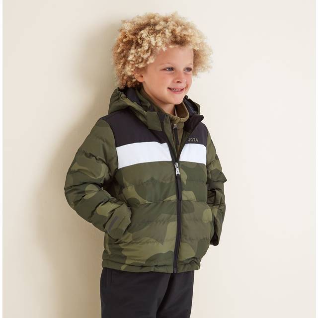 TOG24 Childrens Unisex Swift Kids Ski Jacket Khaki Pixel Camo/Black - Size 8-9Y