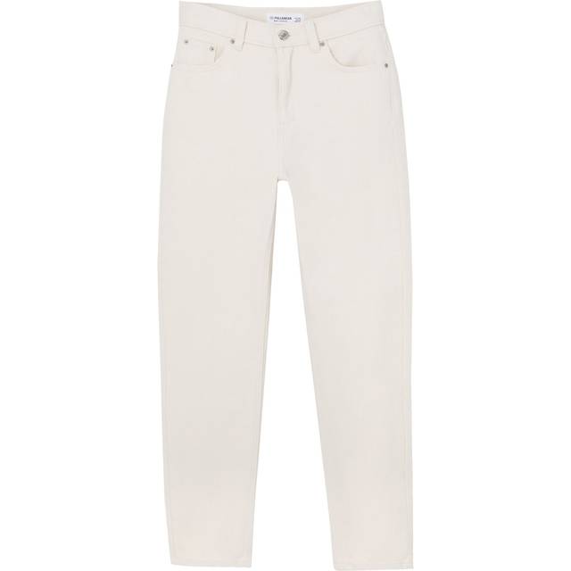 Pull&Bear – Gräddvita mom jeans-Vit/a