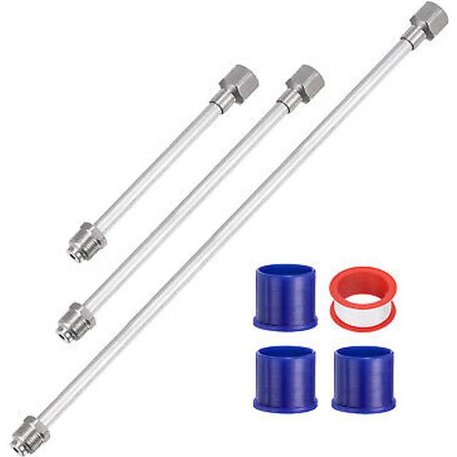 3pcs 8" 12" 20" airless painting spray sprayer gun tip extension pole rod silver