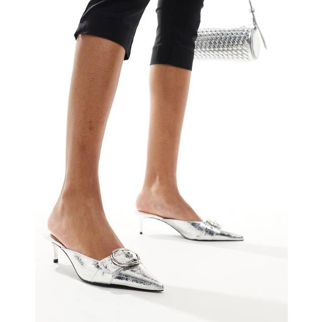 Silver Doty Metallic Kitten Heeled Mules (5)