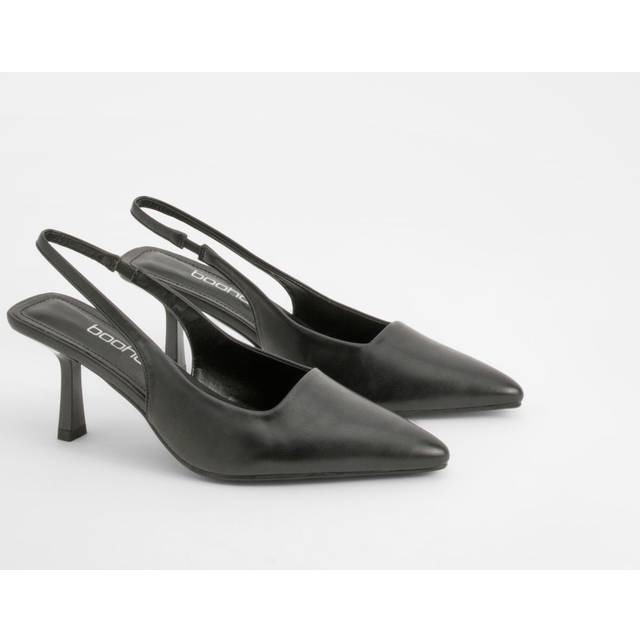 Womens Wide Fit Slingback Kitten Heel Court Shoe - Black - 6, Black