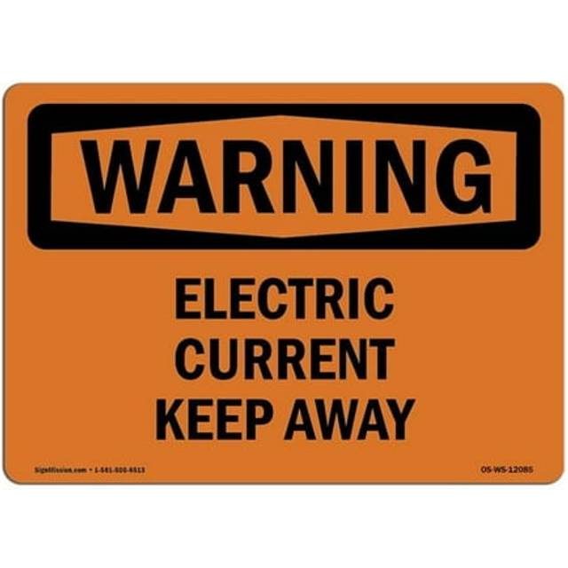 SignMission OS-WS-D-35-L-12085 OSHA Warning Sign - Electric Current Keep Away