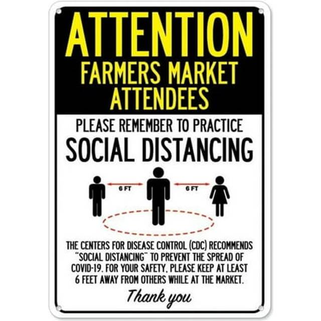 SignMission OS-NS-D-710-25379 Covid-19 Notice Sign - Attention Farmers Market Attendees Practice Social Distancing