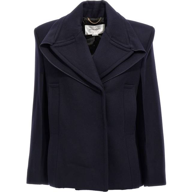 Victoria Beckham-Pointed Shoulder Trench E Impermeabili Blu-Donna - Blue - 10UK