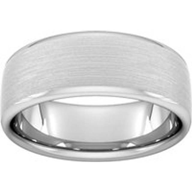 8mm Traditional Court Standard Polished Chamfered Edges With Matt Centre Wedding Ring In 9 Carat White Gold - Ring Size T