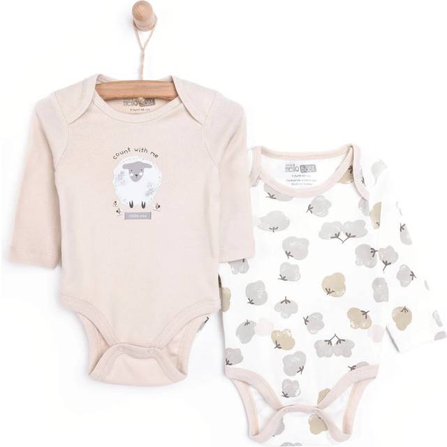 HelloBaby Baby Girl Long Sleeve Bodysuit 2 pcs - Beige