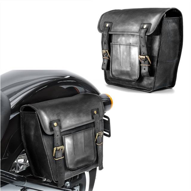Set 2X Leder Satteltasche passend für Suzuki Intruder VL 800 Volusia Seitentasche Craftride SV4 schwarz
