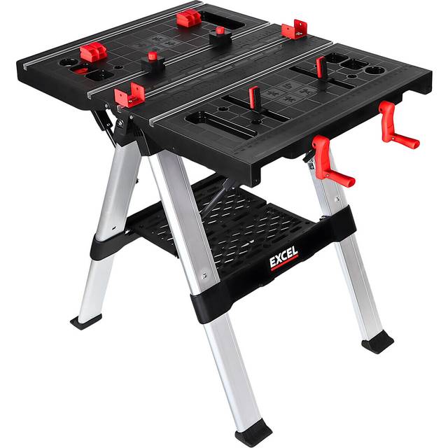 Portable folding work bench sawhorse adjustable wood processing worktable 150kg