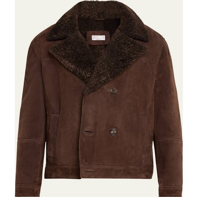 Brunello Cucinelli, Jacka, Herr, L, Stilig Halvbröstrock - brown (L)
