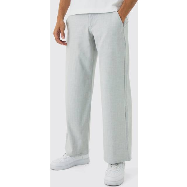 Baggy Fit Pinstripe Trouser With Boxer Double Waistband - Grey - XL