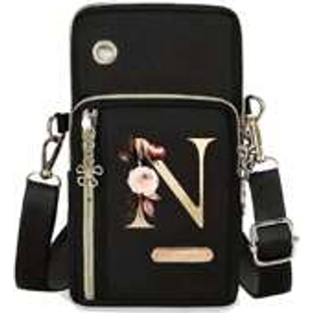 Enkel brevdesign Mini Crossbody-väska med telefonficka & plånbok Lämplig för dagligt vardagsbruk Vattentät Crossbody-väska Axelväska Sidoväska Fyrkant - Svart (S,A,V,C,B,N,J,D,E,R,O,P,G,T,K,F,H,I,L,M,Q,U,W,X,Y)