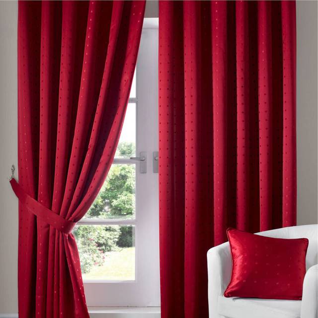 Alan Symonds Madison Red Taped Top Curtains 229 x 183cm - W 229 x D 183cm