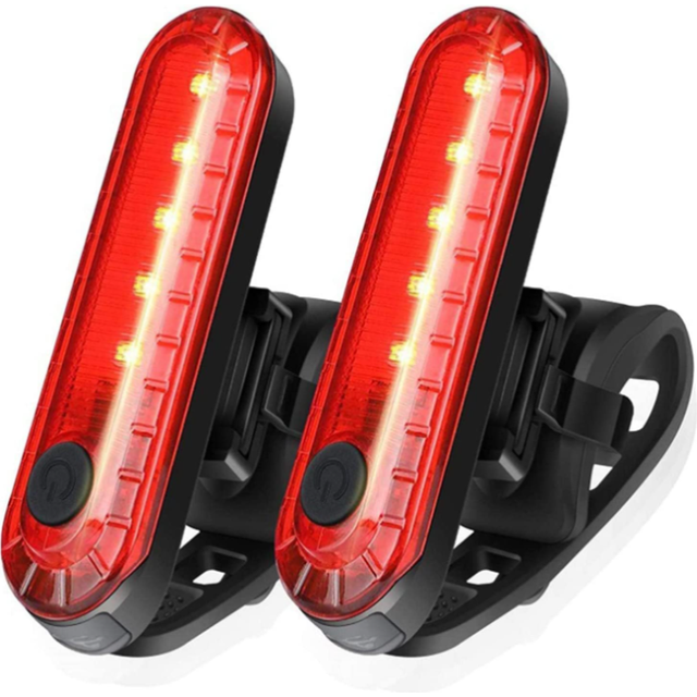 Chronus 2 Pack Smart Bicycle Tail Light, Ultra Bright LED Warning Bicycle Flashlight USB Rechargeable Waterproof 4 Light Mode(Black)