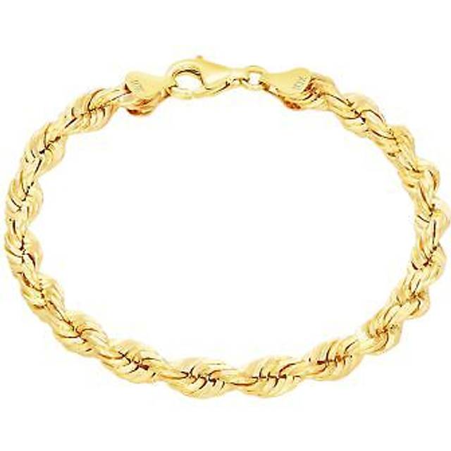 10k yellow gold solid 5mm men diamond cut rope chain bracelet 7" 7.5" 8" 8.5" 9"