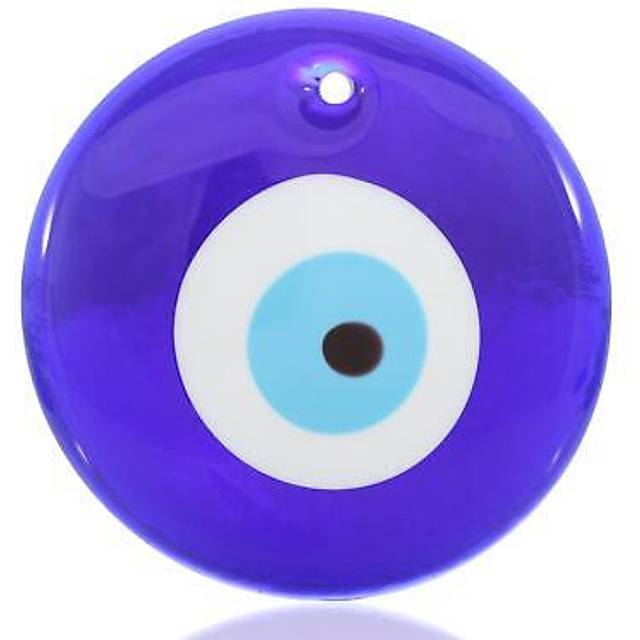 Blue glass greek turkish evil eye wall hanging 4cm amulet pendant charm judaica