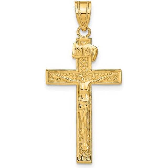 Quality Gold C1345 14K Yellow Gold Inri Crucifix Pendant