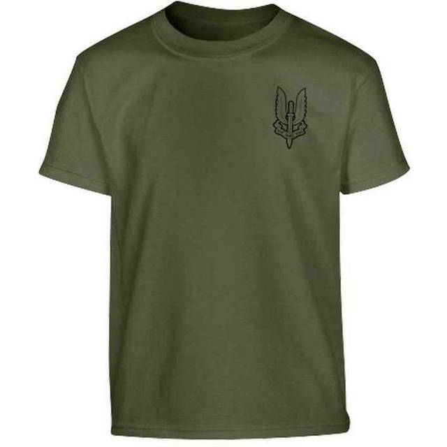Kombat kids army style t-shirt green sas logo fancy dress short sleeve