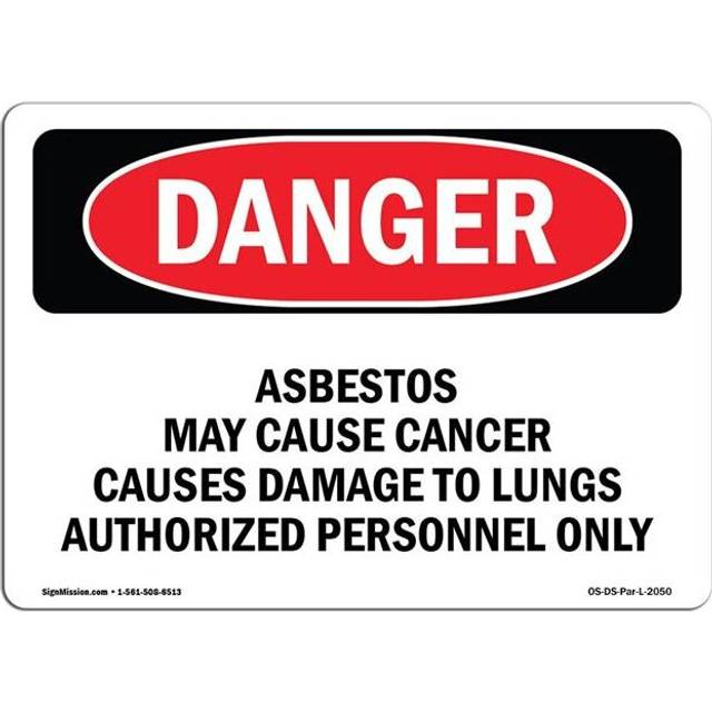 SignMission OS-DS-D-35-L-2050 OSHA Danger Sign - Contains Asbestos Fibers