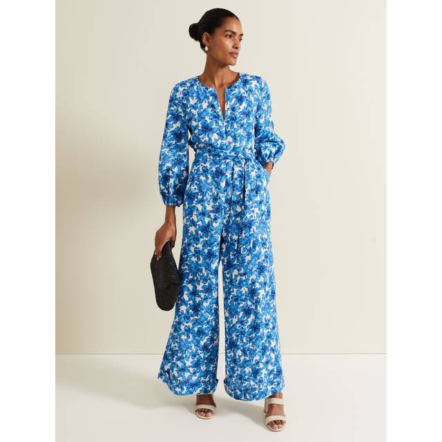Phase Eight Women's Rosey Floral Zip Jumpsuit - Blue - 8