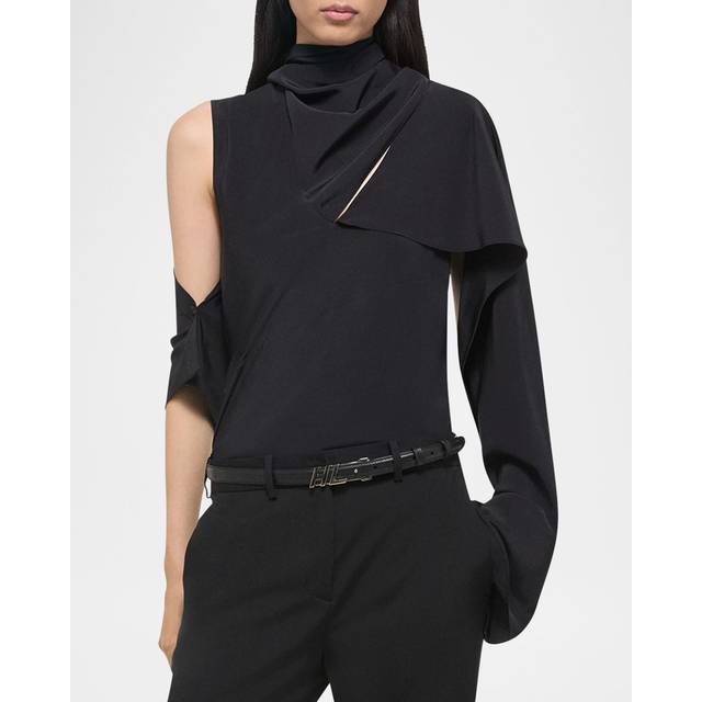 Silk Scarf Blouse - BLK - Medium