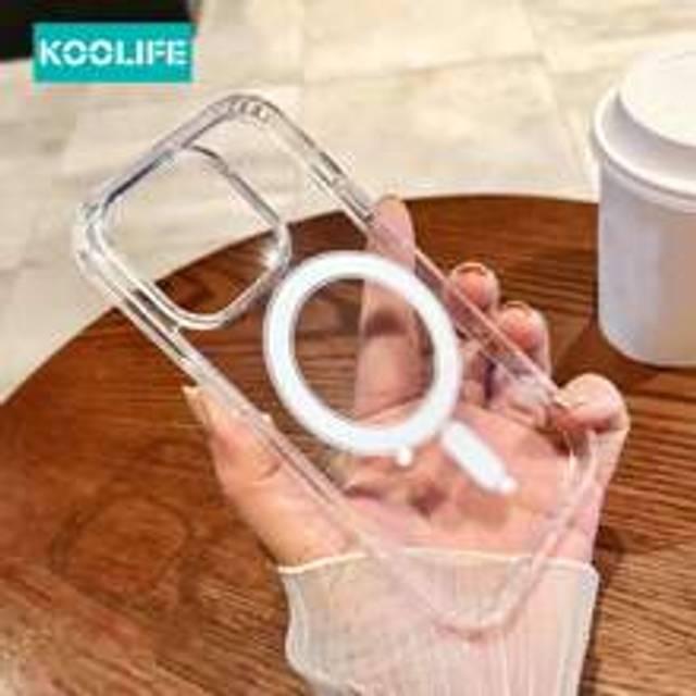 1st Koolife magnetisk trådlös laddning Transparent TPU+PC skyddsfodral med krockkuddekudde, kameraknapp anti-skrapa, AI-skyttefunktion, kompatibel med - Genomskinlig (Multi-size)
