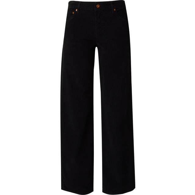 Superdry Midi Rise Wide Leg Cord Trouser - Black, Black, Size 30, Women
