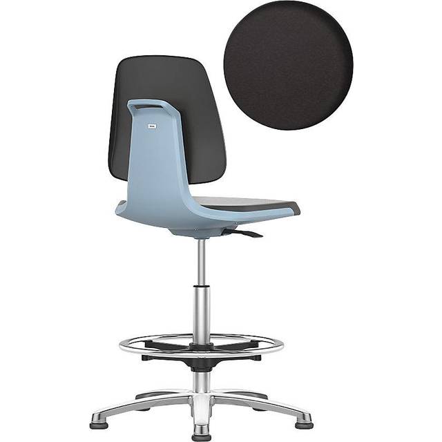 bimos with floor glides and foot ring, with floor glides and foot ring, PU foam seat, blue - black