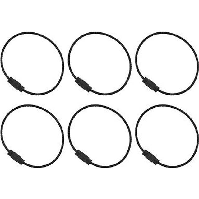 5.9" length wire keychain cable, 6 pcs stainless steel 1.5mm key ring, black