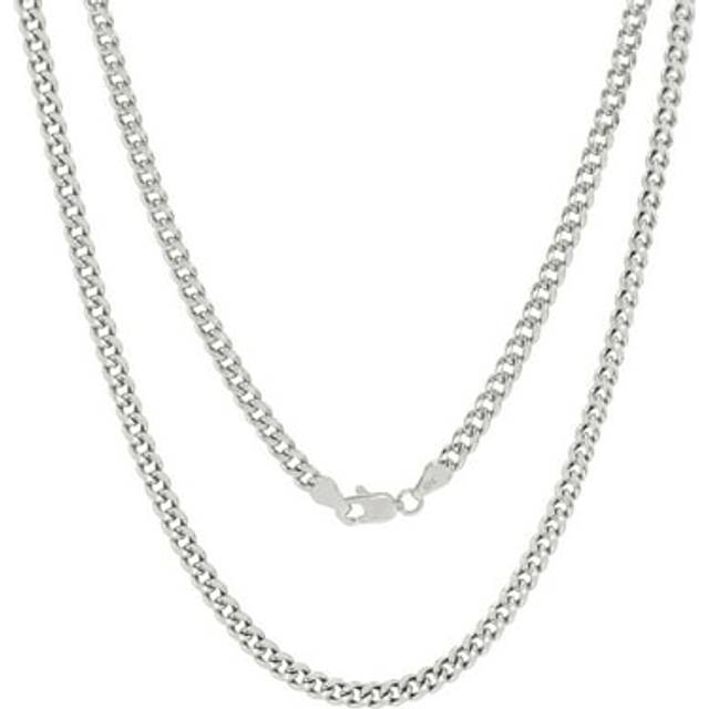 10k White Gold 3.5mm Miami Cuban Link Italian Chain Necklace Mens Women 16- 30
