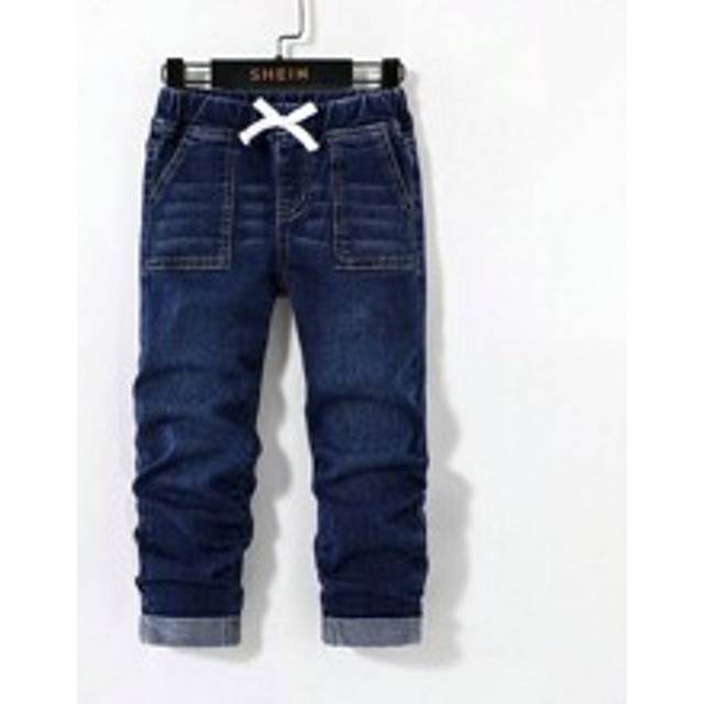 SHEIN Young Boy Casual Fashion Boys Clothes Comfortable Elastic Waistband Blue Stretch Jeans For Dailywear And Back To School Clothes