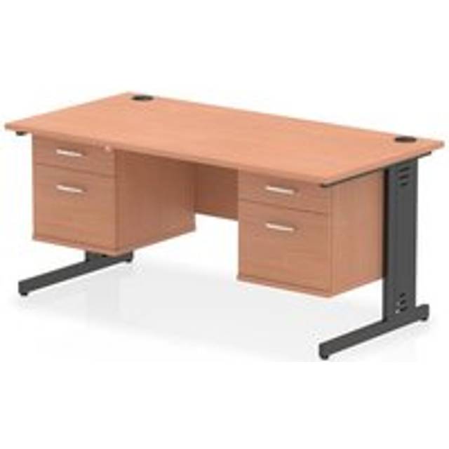 Impulse 1600x800 Desk Oak/Black Cable Managed Leg 2x2 Drawer Fixed Ped