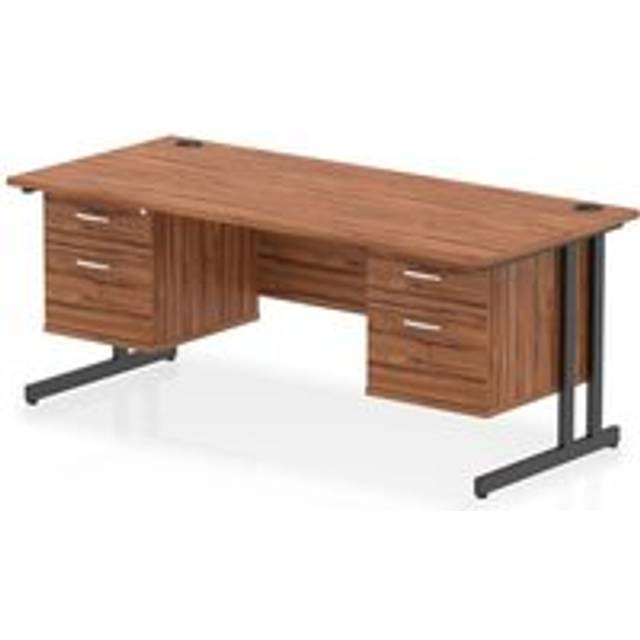Impulse 1800x800 Desk Walnut/Black Cantilever Leg 2x2 Drawer Fixed Ped